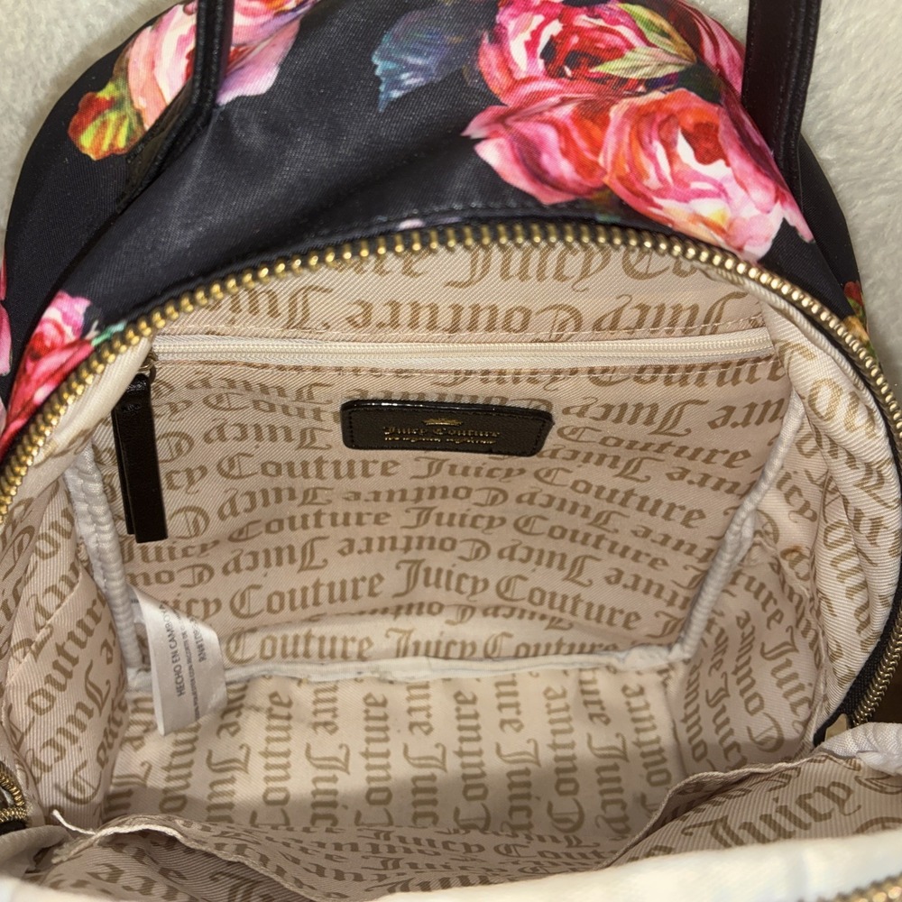 Juicy Couture Mini Backpack Romantic Rose Nylon Floral Small Handbag Purse EUC - Picture 6 of 12